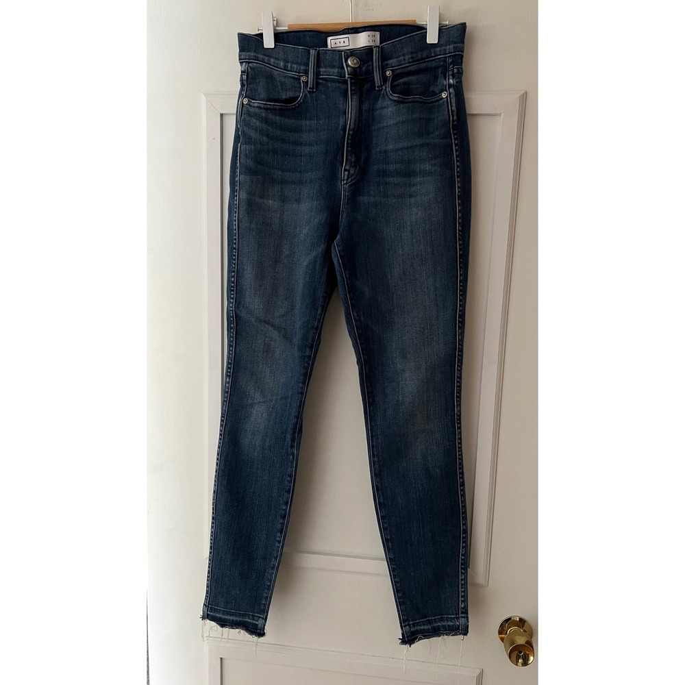 AYR Women's The Hi-Rise Skinny Jeans W29 L29 Dark Wash Raw Hem Denim